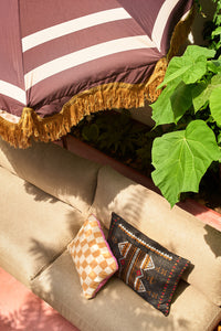checkered pillow with pink back side