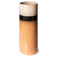 cream brown and orange peach colored tall retro style flower vase