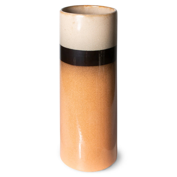 cream brown and orange peach colored tall retro style flower vase