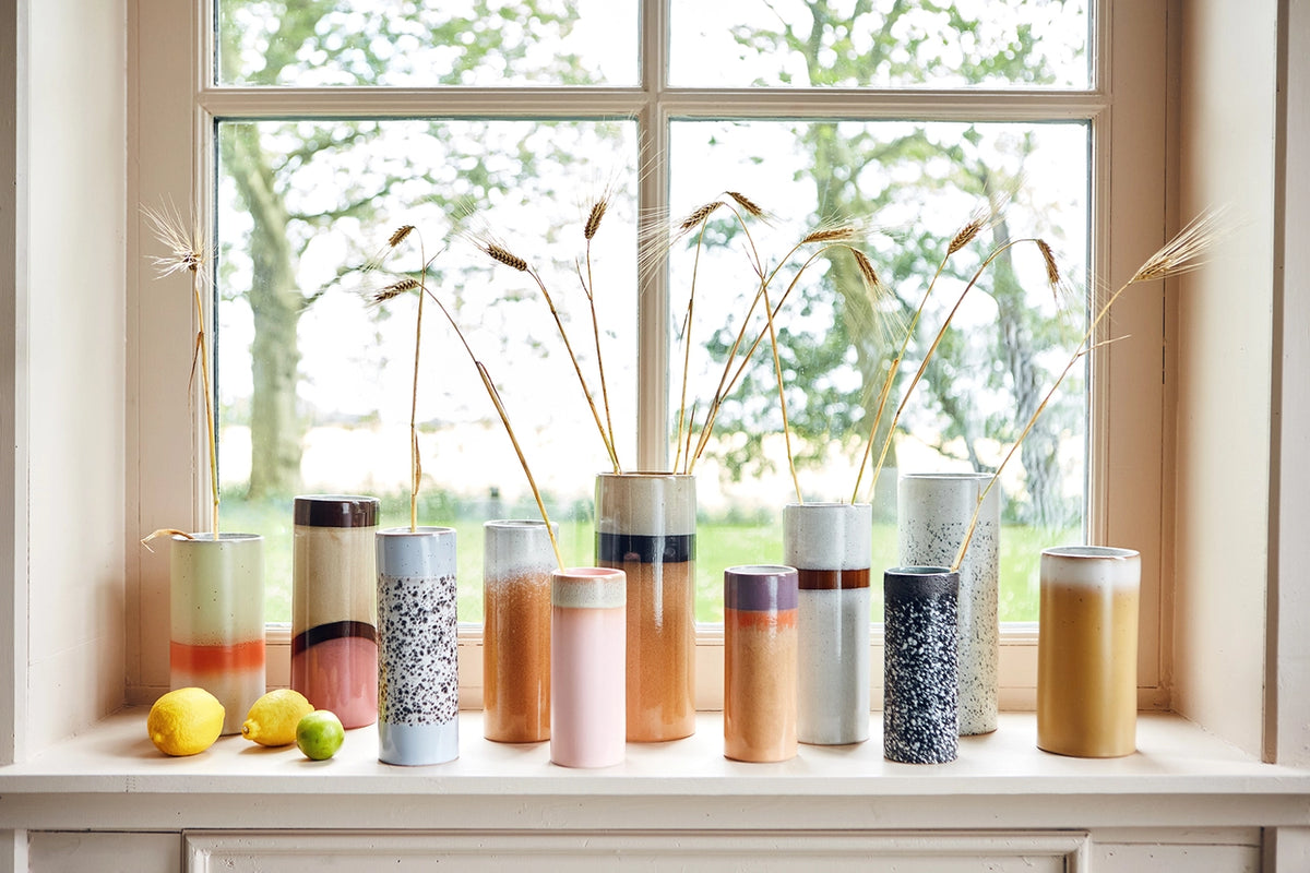 flower vases made from different colors stoneware