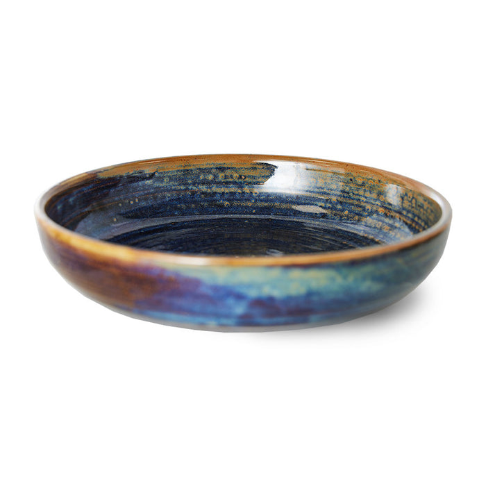 rustic blue porcelain deep dinner plate