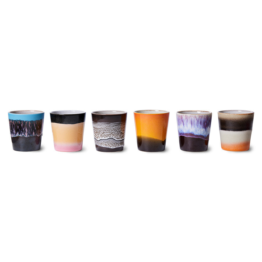 6 retro design coffee tumblers 