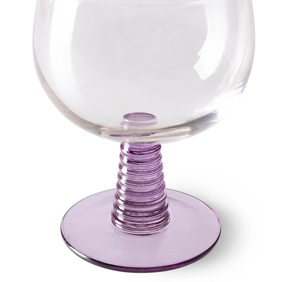 purple colored low stem wineglass