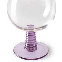 purple colored low stem wineglass