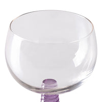 purple colored low stem wineglass
