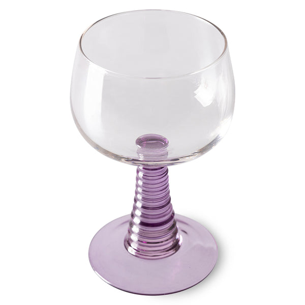 retro style wineglass with a purple stem