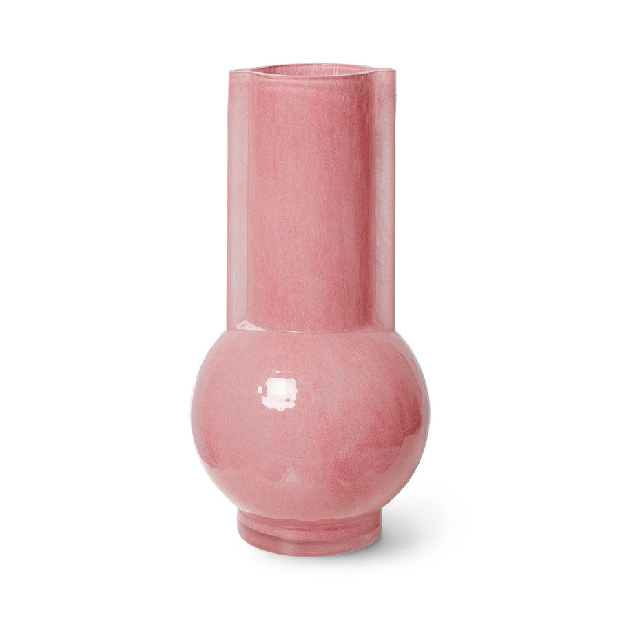 HKliving USA AGL4498 glass vase Flamingo Pink with milky look
