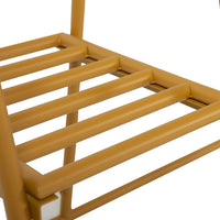 detail of ginger orange metal open wardrobe rack