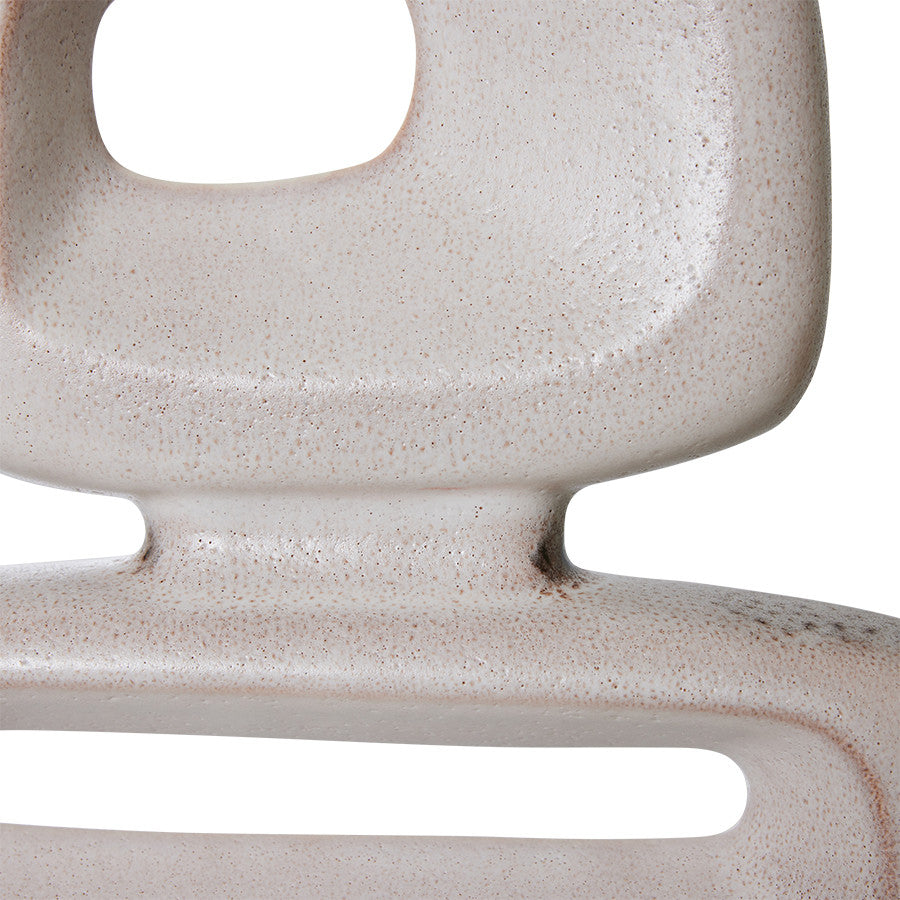 detail of stoneware sculpture with reactive glaze finish