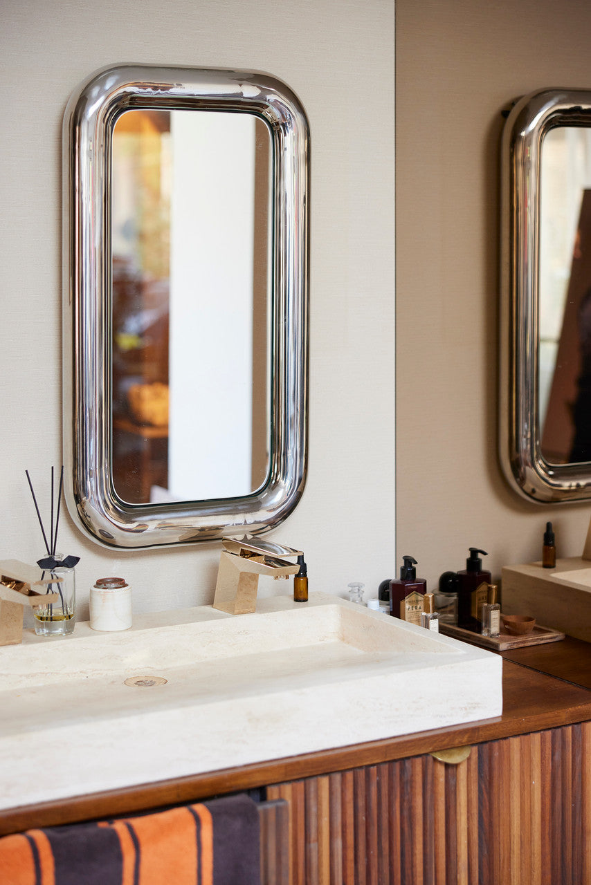 HKliving USA AWD8957 Chubby chrome rectangular mirror bathroom