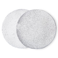 set of two large dinner plates with speckled finish