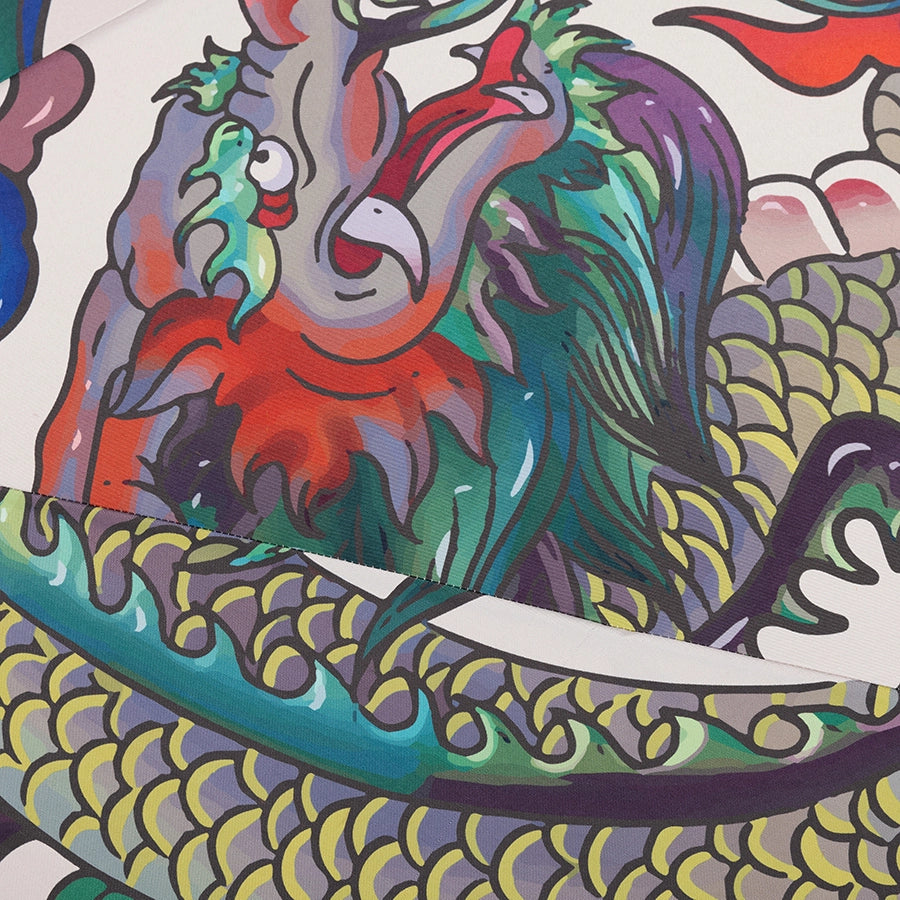 retro style beach parasol dragons and ombre fringes