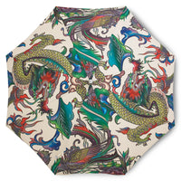 retro style beach parasol dragons and ombre fringes
