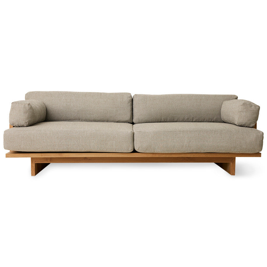 outdoor sofa teak wood and beige