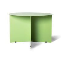 green metal round accent table