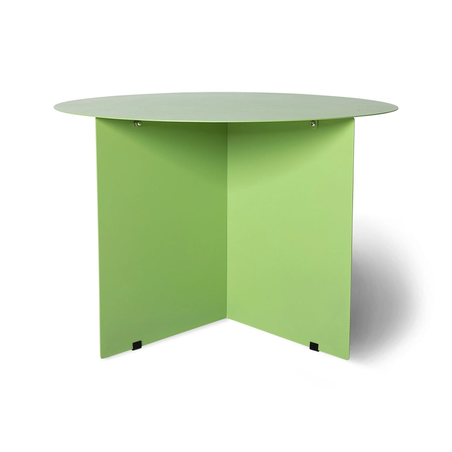 green metal round accent table