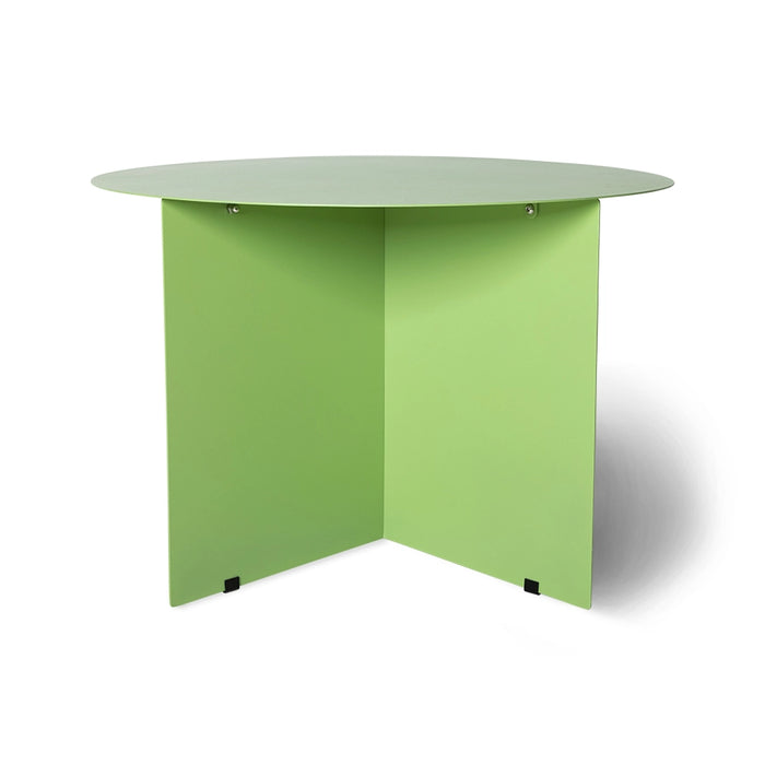 green metal round accent table
