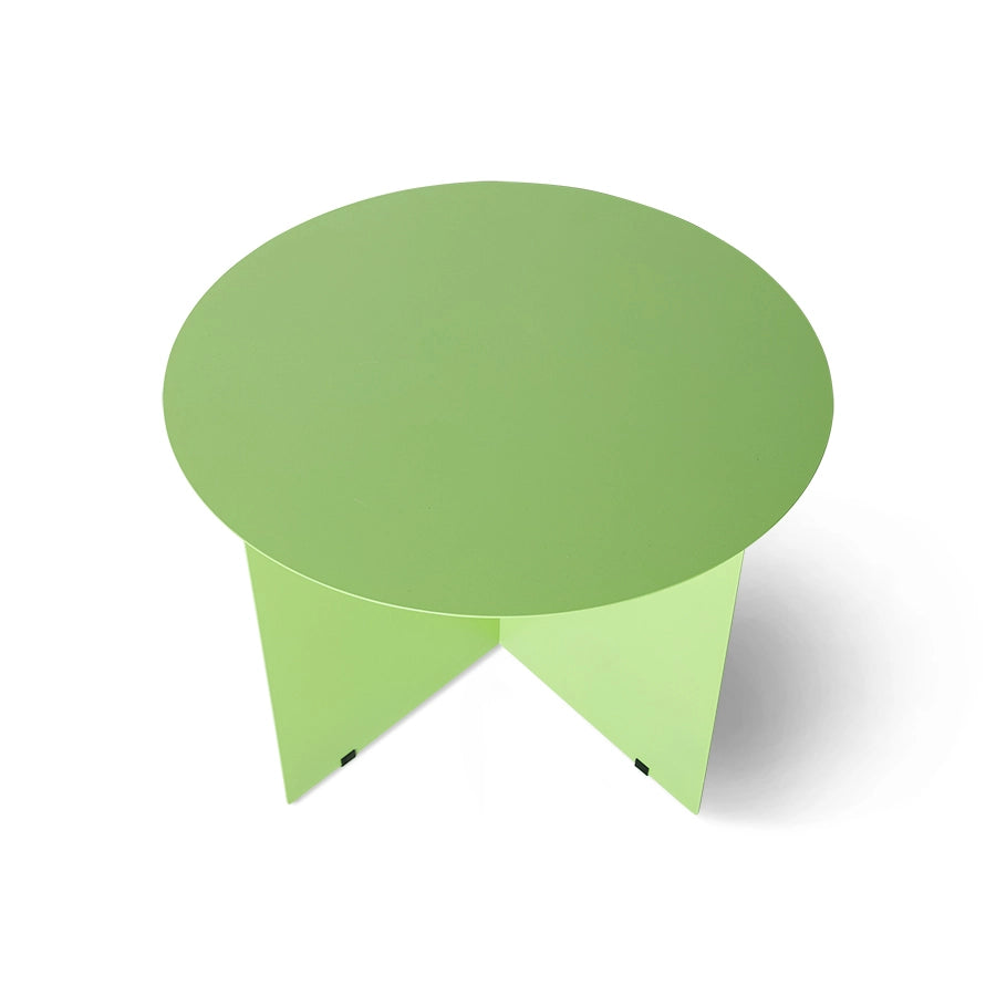 green metal round accent table
