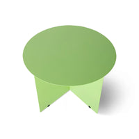 green metal round accent table