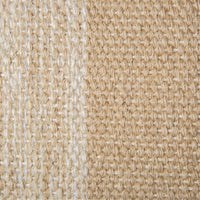 detail of large hand woven wool lumbar pillow in camel and cream with a white and green piping