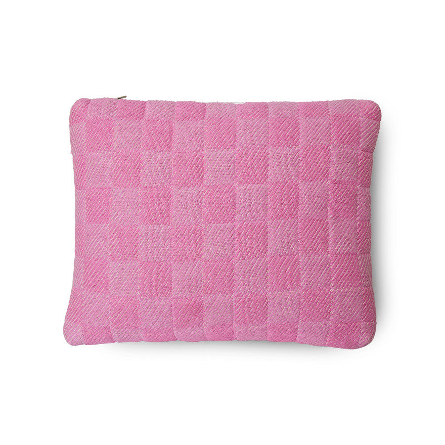 pink checkered pillow