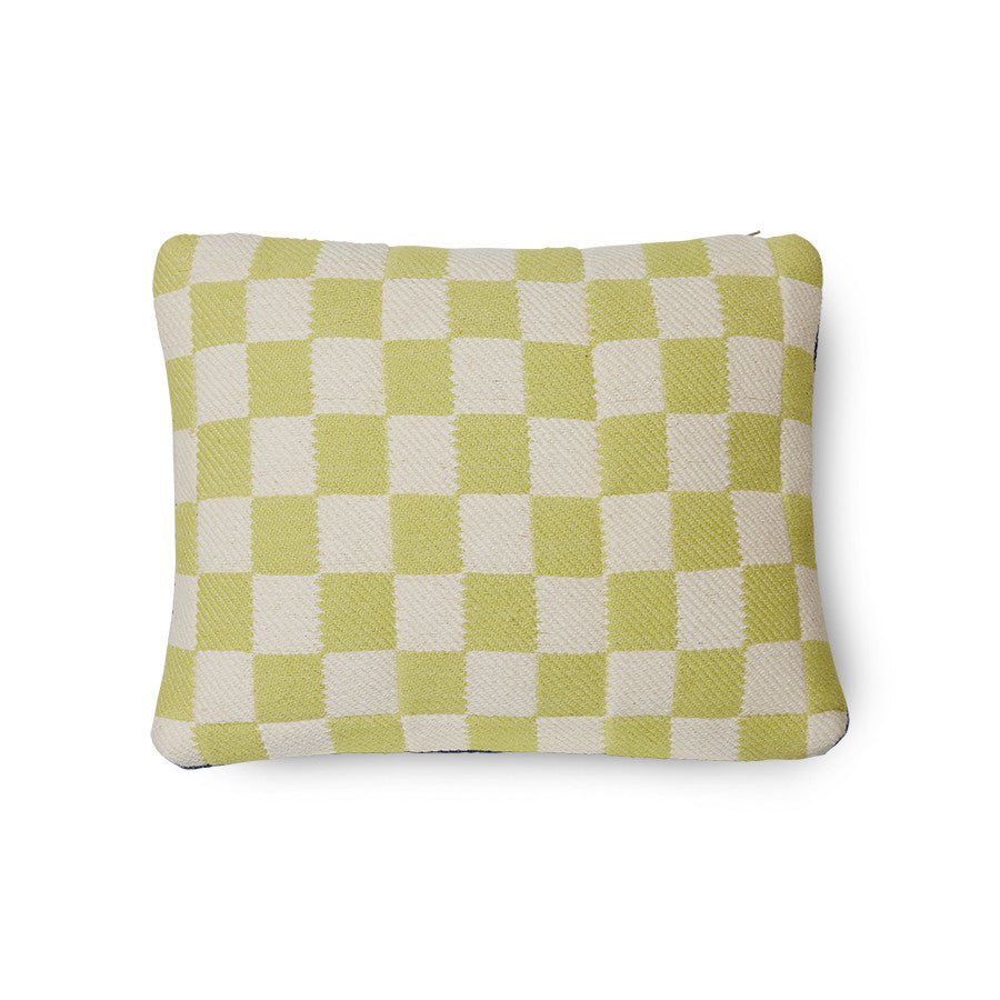 checkered cotton pillow in bright colors