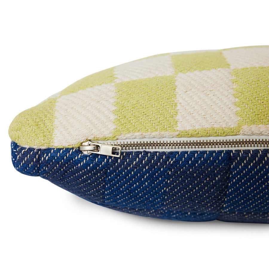 checkered cotton pillow in bright colors
