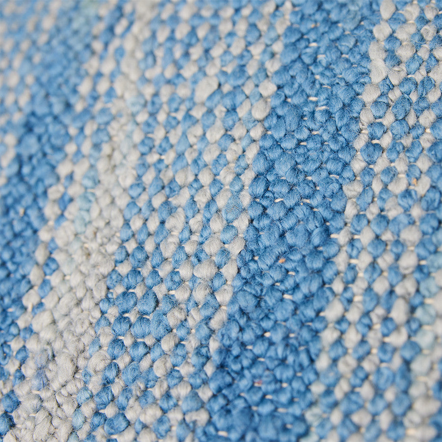 cotton and linen woven double sided pillow in blue and brown hues