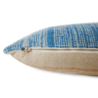 cotton and linen woven double sided pillow in blue and brown hues