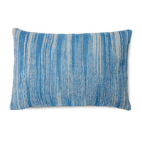 cotton and linen woven double sided pillow in blue and brown hues