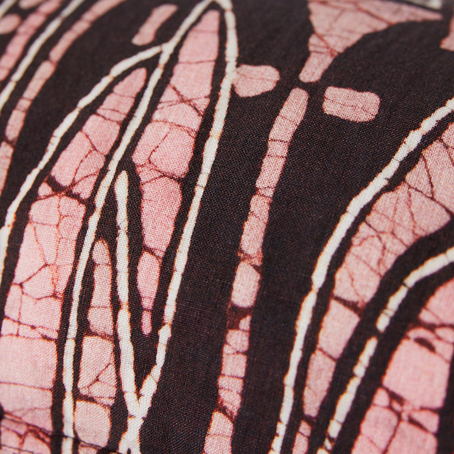 vintage inspired lumbar pillow with abstract fabric