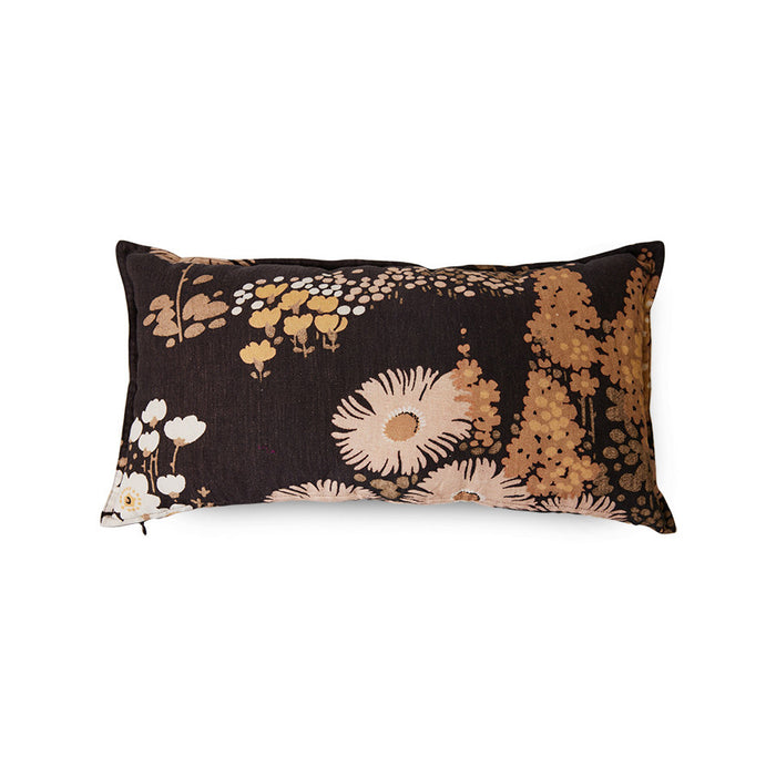 vintage inspired lumbar pillow with flower print