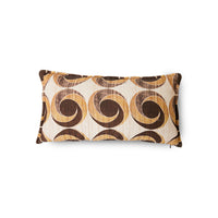 lumbar pillow with brown vintage circles