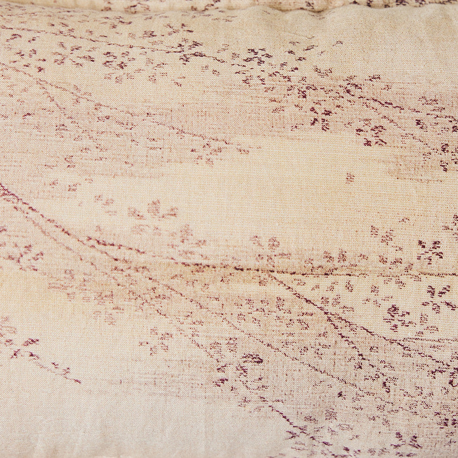 soft creamy pink lumbar pillow with blossom print
