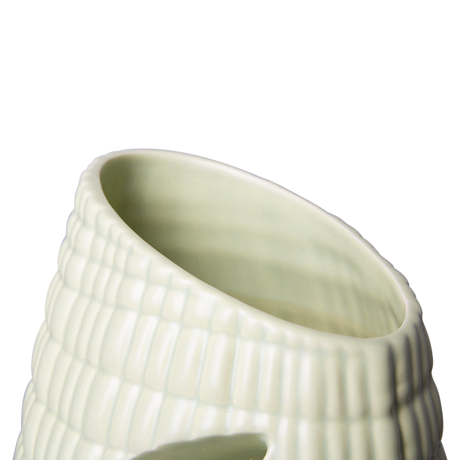 organic shaped ribbed green vase sculpture
