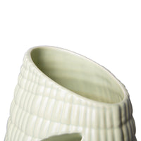 organic shaped ribbed green vase sculpture