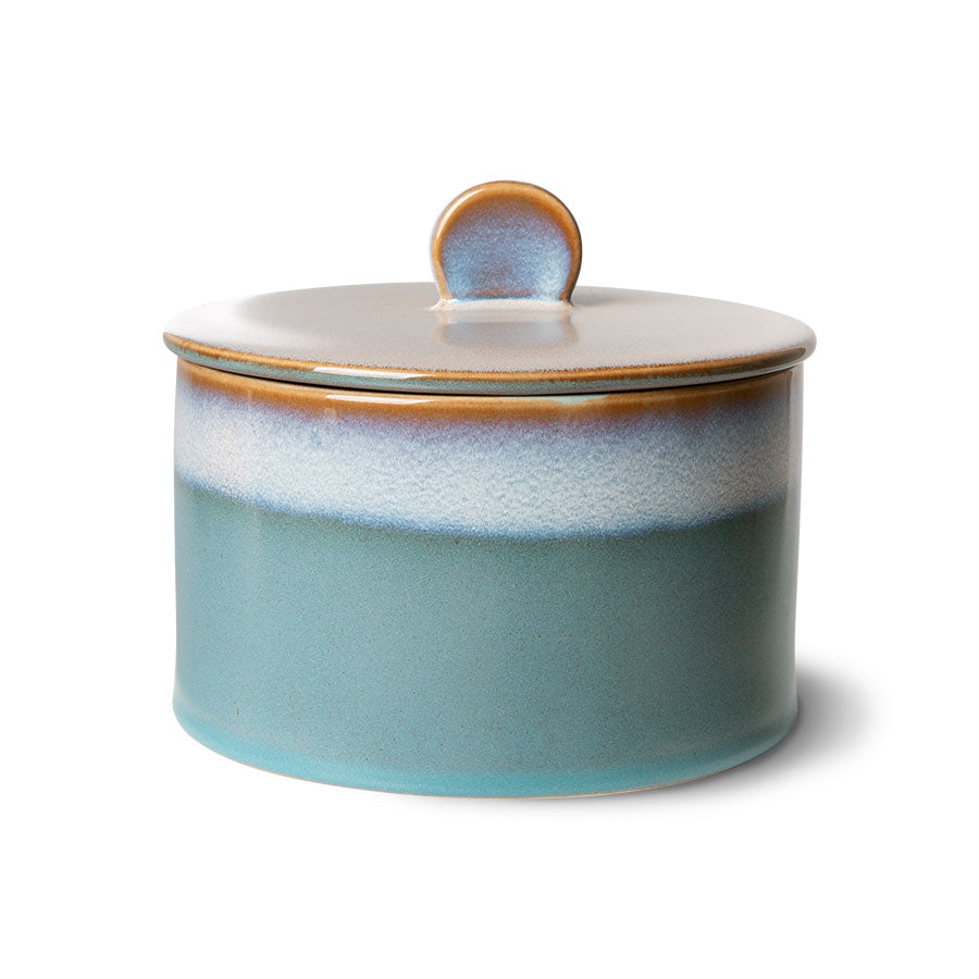 HKliving USA ACE7081 Ceramic 70s stoneware cookie jar Dusk blue