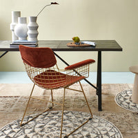 brass chair with arms and velvet comfort kit in terra color