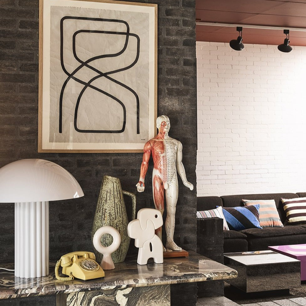 white cupola table lamp in retro style interior