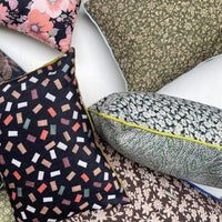 flower print vintage fabric throw pillows with trim