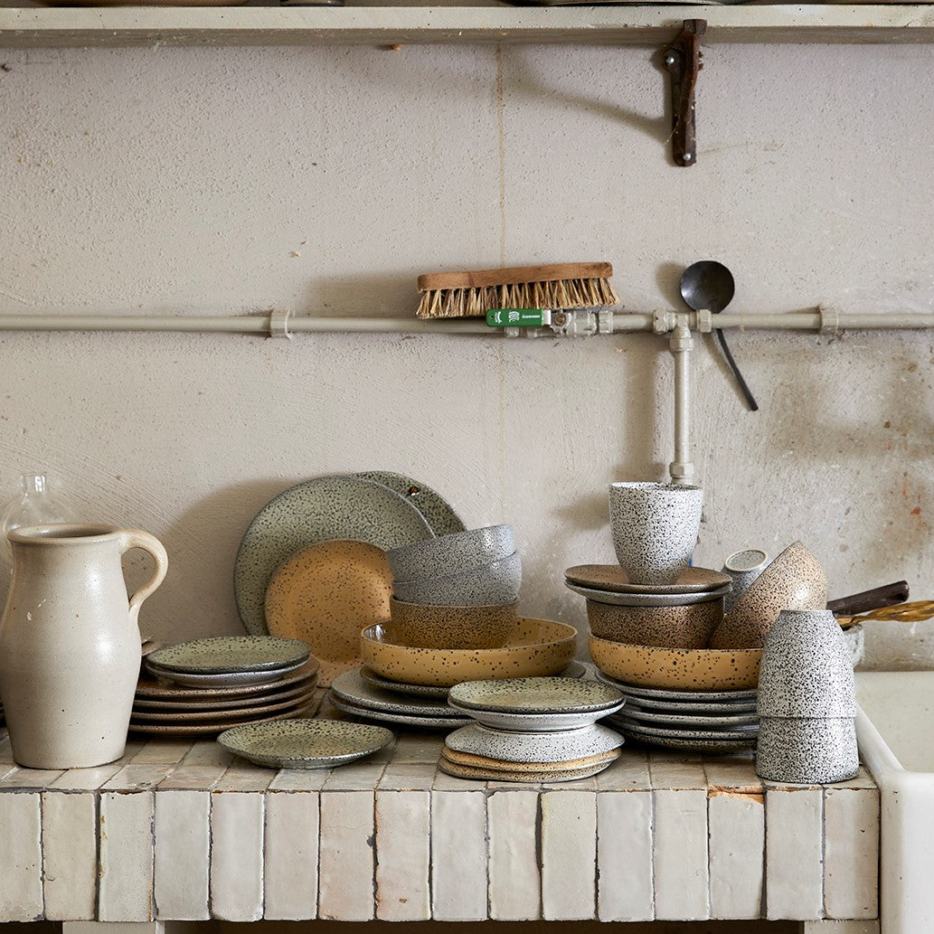 Gradient ceramics - dessert plates cream / grey (set of 2)