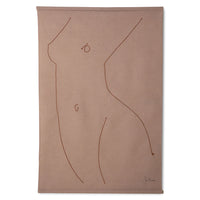 silhoutte of a woman with brown stiches on cotton