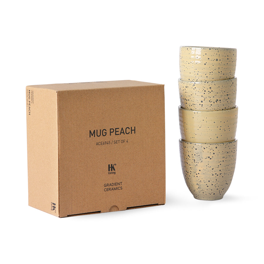 4 stoneware mugs with a carton gift box