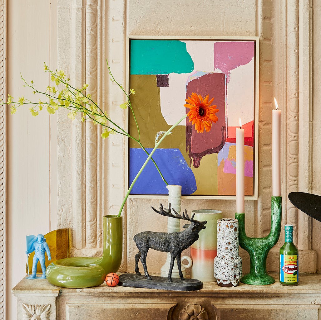 Ceramic twisted object - glossy olive