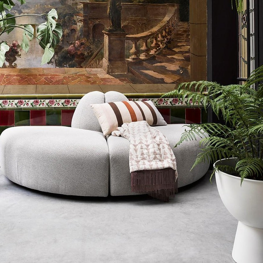 Linen striped lumbar pillow