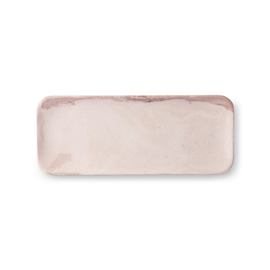 HKliving USA AKE1135 pink marble trinket or serving tray rectangle