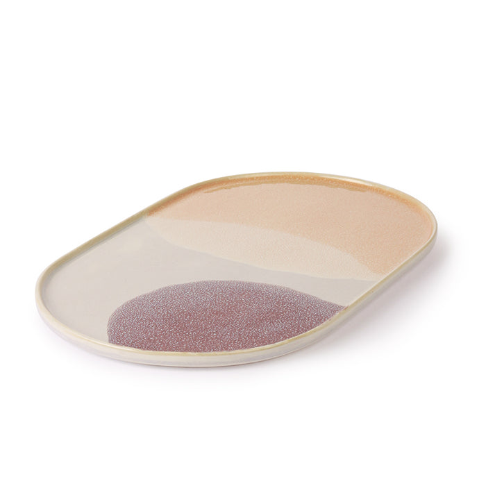 Gallery ceramics: oval tray peach & lilac