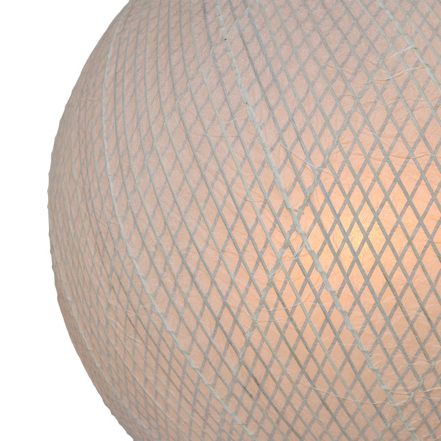 detail of luminated super large white hanging ball light made of bamboo and white rice paper