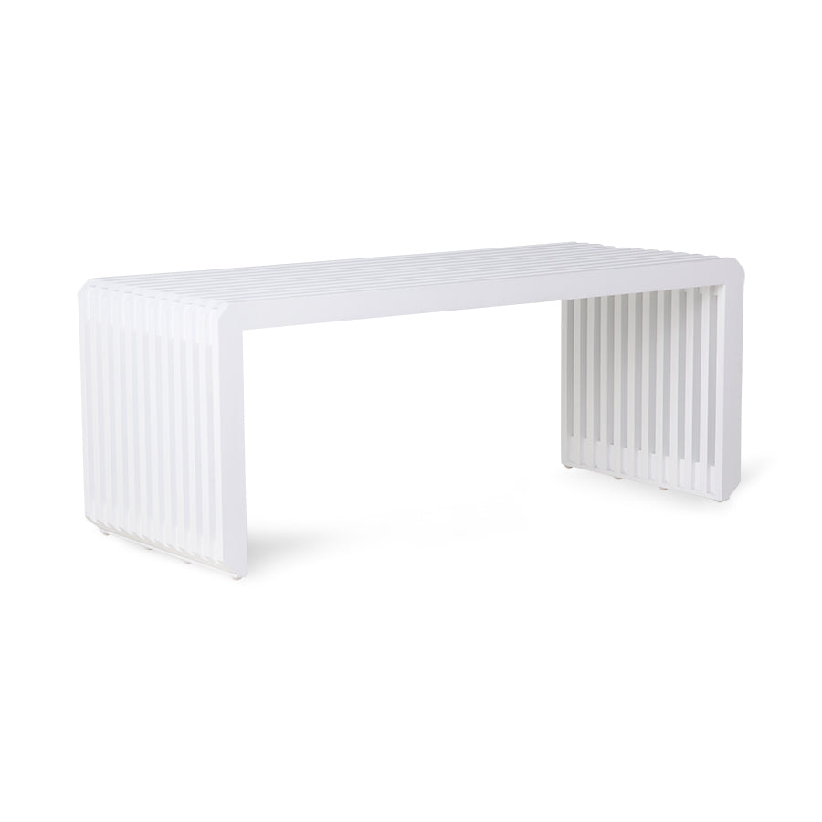 HK Living USA MZM4985 white wooden slatted bench contemporary