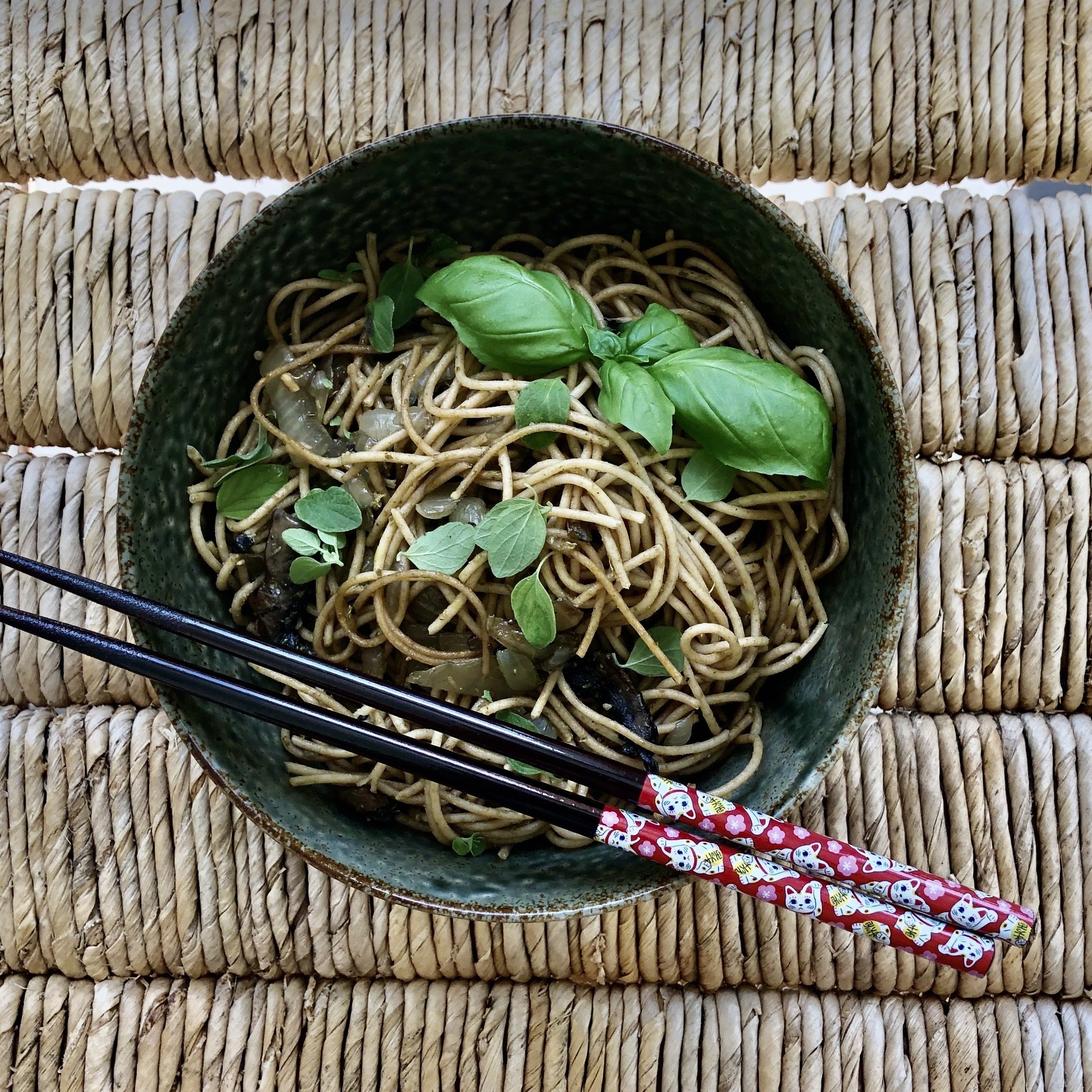 HKliving USA ACE6724 Kyoto ceramics set 4 noodle bowls in earth